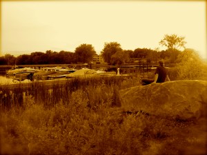 Jeremy, the Contemplative on his "Jesus Rock" in Mound