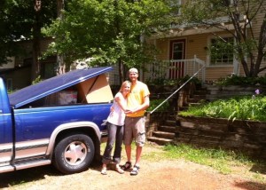 Packing dad's truck to move our first load to new house.